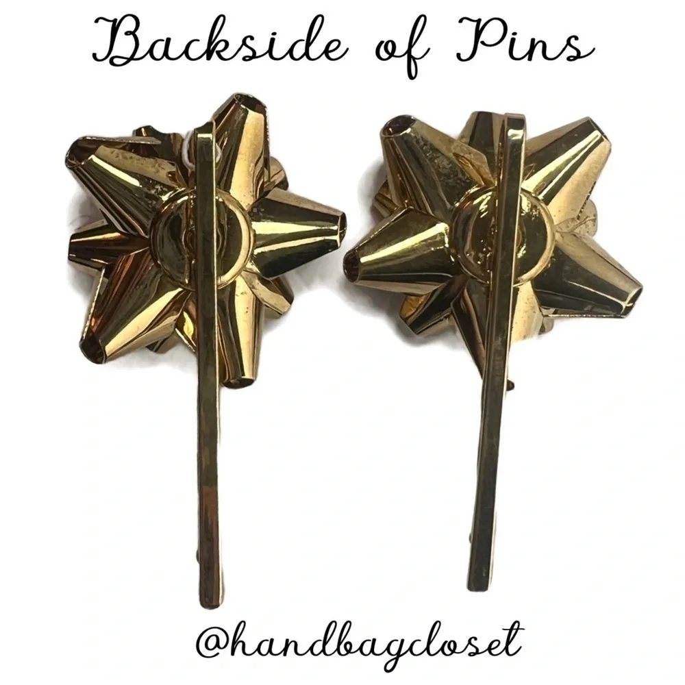 KATE SPADE VINTAGE BOURGEBOW BOW GOLD HAIR CLIPS BARRETTE GRIPS CHRISTMAS PINS